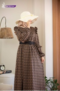 3254 Desenli elbise - Siyah