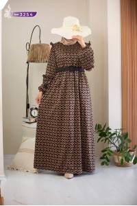 3254 Desenli elbise - Siyah