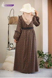 3254 Desenli elbise - Siyah