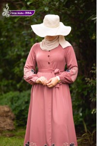3154 Çiçek Detaylı Elbise - Pembe