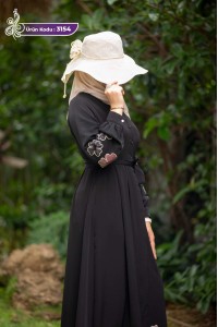 3154 Çiçek Detaylı Elbise - Black