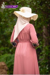 3154 Çiçek Detaylı Elbise - Pembe
