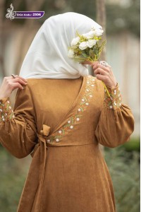 2306 Kruvaze Elbise  - Taba
