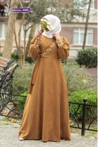 2306 Kruvaze Elbise  - Taba