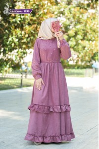 2239 İnci Detaylı Elbise - Pembe