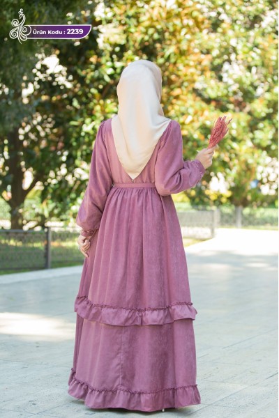 2239 İnci Detaylı Elbise - Pembe 
