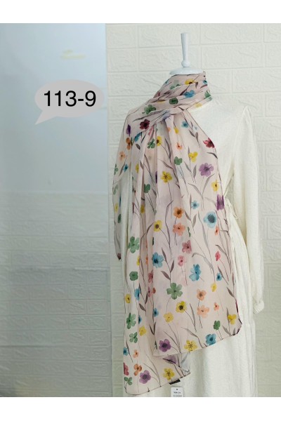 113 -9 Çiçek Desenli Şal 