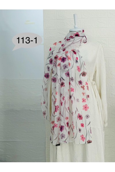 113 -1 Çiçek Desenli Şal  