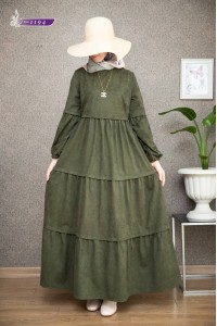    1194 Sade Model Kışlık Elbise - Haki