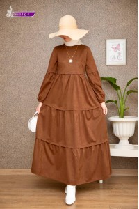    1194 Sade Model Kışlık Elbise - Taba   
