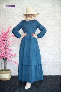    1194 Sade Model Kışlık Elbise - Mavi   