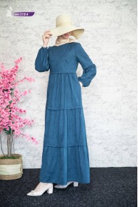    1194 Sade Model Kışlık Elbise - Mavi   