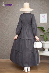    1194 Sade Model Kışlık Elbise - Füme   