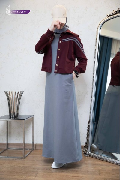 1240 Spor Takım (4mevsim) - Bordo-Gri 