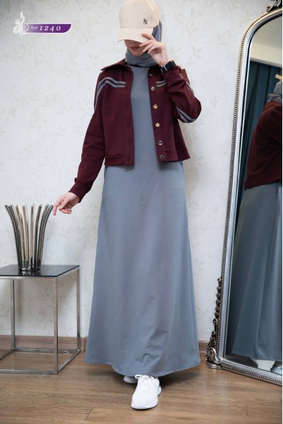 1240 Spor Takım (4mevsim) - Bordo-Gri 