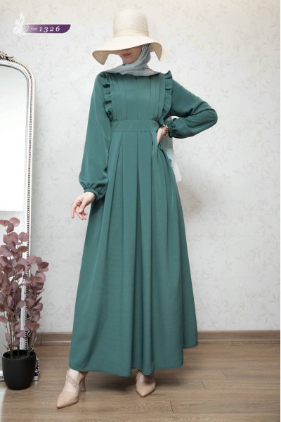 1326 Fermuar Detaylı Elbise - Mint  