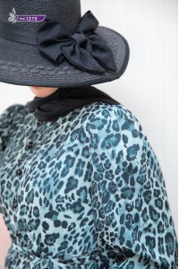 1370 Leopar Şifon Elbise - Mint 