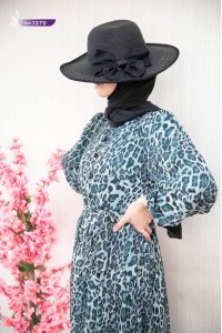 1370 Leopar Şifon Elbise - Mint 