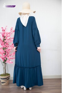 1389 Sade Düz Model Elbise - Lacivert 