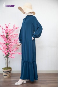 1389 Sade Düz Model Elbise - Lacivert 