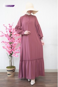 1389 Sade Düz Model Elbise - Pembe 