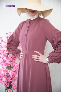 1389 Sade Düz Model Elbise - Pembe 
