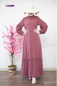 1389 Sade Düz Model Elbise - Pembe 