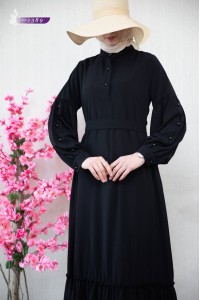 1389 Sade Düz Model Elbise - Siyah 