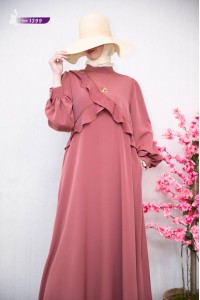 1399 Asimetrik Detaylı Elbise - Pembe 