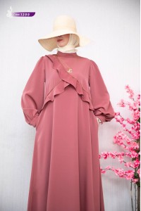 1399 Asimetrik Detaylı Elbise - Pembe 