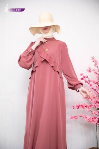 1399 Asimetrik Detaylı Elbise - Pembe 