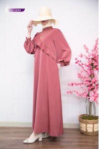 1399 Asimetrik Detaylı Elbise - Pembe 