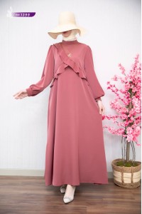 1399 Asimetrik Detaylı Elbise - Pembe 