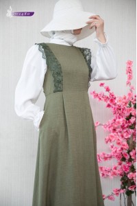 1480 Salopet Görünümlü Elbise - Haki 