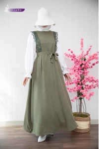 1480 Salopet Görünümlü Elbise - Haki 