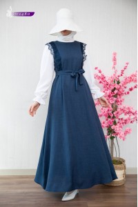 1480 Salopet Görünümlü Elbise - Lacivert 