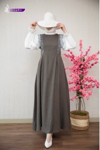 1480 Salopet Görünümlü Elbise - Füme 
