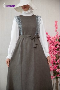1480 Salopet Görünümlü Elbise - Füme 