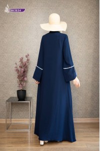 1534 Fular Detaylı Elbise - Lacivert 