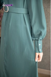1545 Pilise Detaylı Elbise - Mint Yeşili  