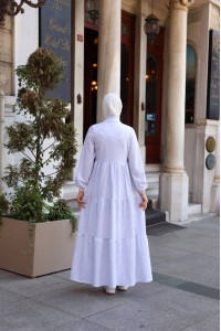 1573 Fermuar Detaylı Elbise - Gri 