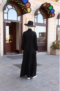 1573 Fermuar Detaylı Elbise - Siyah 