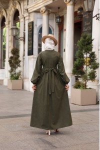 1581 Fermuar Detaylı Elbise - Haki 