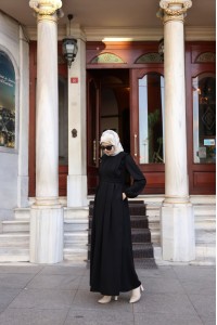 1581 Fermuar Detaylı Elbise - Siyah 