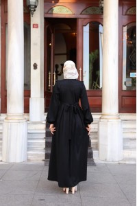 1581 Fermuar Detaylı Elbise - Siyah 
