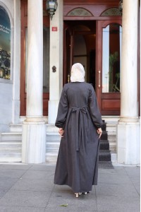 1581 Fermuar Detaylı Elbise - Gri 
