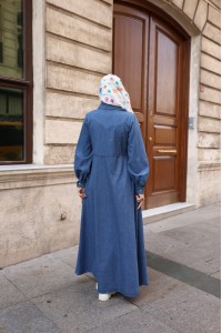 1586 Çıtçıtlı Kot Elbise - Koyu Kot 
