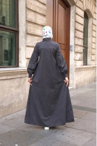 1596 Düğme Detaylı Elbise - Füme 