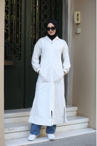 1612 Fermuarlı Polar Kap - Açık Gri  