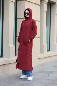 1612 Fermuarlı Polar Kap - Bordo 